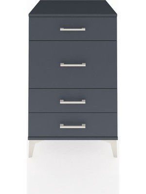 Kronos Komodin 4 Çekmeceli 60X59X96 Antrasit-Antrasit