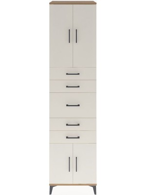 Hyperion Dolap 2 Raflı 5 Çekmeceli 4 Kapaklı 60X44X243 Çam-Aytaşı