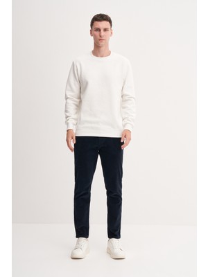 Cazador 53410 Ekru Erkek Bisiklet Yaka Kendinden Desenli Sweat