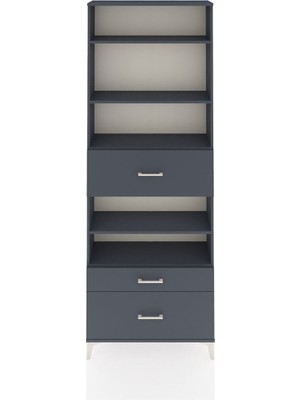 Arges Dolap 5 Raflı 3 Çekmeceli 88X30X243 Antrasit-Antrasit