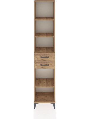 Arges Dolap 4 Raflı 3 Çekmeceli 44X30X221 Çam-Çam