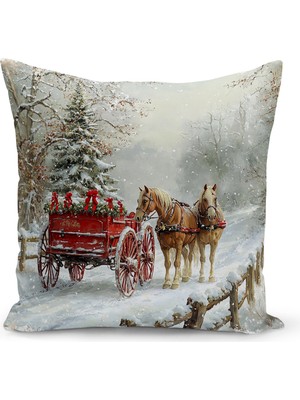 Yılbaşı Serisi Çift Tarafı Dijital Baskılı Kırlent Kılıfı (Christmas Noel Cushion Cover)