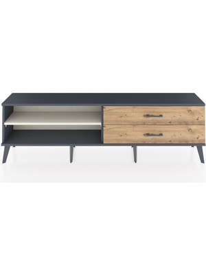 Arges Tv Ünitesi Tek Raflı 2 Çekmeceli  176X30X51 Antrasit-Aytaşı/çam