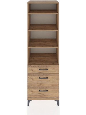 Hyperion Dolap 4 Raflı 3 Çekmeceli 60X44X195 Çam-Çam