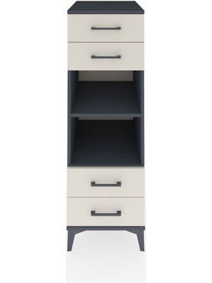 Kronos Dolap 2 Raflı 4 Çekmeceli 44X59X134 Antrasit-Aytaşı
