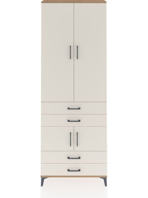 Arges Dolap 5 Raflı 4 Çekmeceli 4 Kapaklı 88X30X243 Çam-Aytaşı