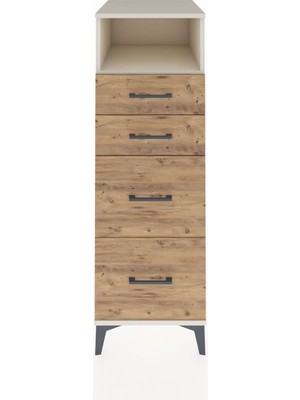 Kronos Dolap Tek Raflı 4 Çekmeceli 44X59X134 Aytaşı-Çam
