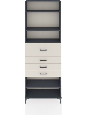 Arges Dolap 4 Raflı 4 Çekmeceli 88X30X243 Antrasit-Aytaşı