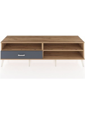 Hyperion Tv Ünitesi 2 Raflı Tek Çekmeceli  176X44X51 Çam-Çam/antrasit