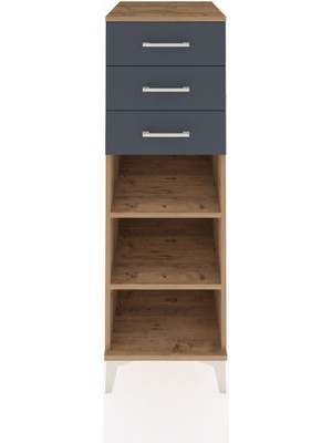 Kronos Dolap 2 Raflı 3 Çekmeceli 44X59X134 Çam-Antrasit