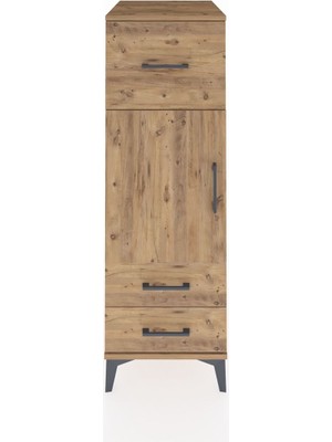 Kronos Dolap 2 Raflı 3 Çekmeceli Tek Kapaklı 44X59X134 Çam-Çam