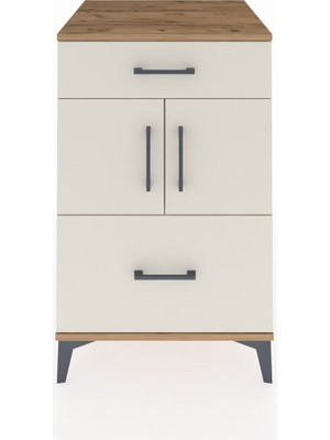 Kronos Komodin Tek Raflı 2 Çekmeceli 2 Kapaklı 60X59X96 Çam-Aytaşı