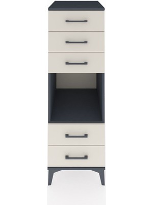 Kronos Dolap Tek Raflı 5 Çekmeceli 44X59X134 Antrasit-Aytaşı