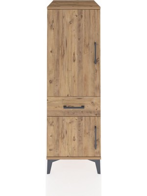Kronos Dolap 2 Raflı Tek Çekmeceli 2 Kapaklı 44X59X134 Çam-Çam