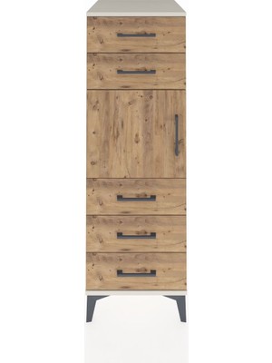 Kronos Dolap Tek Raflı 5 Çekmeceli Tek Kapaklı 44X59X134 Aytaşı-Çam