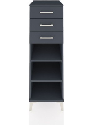 Kronos Dolap 2 Raflı 3 Çekmeceli 44X59X134 Antrasit-Antrasit
