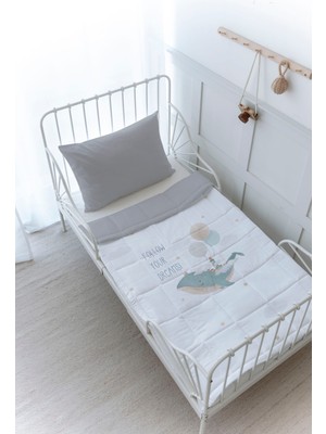 Organik Baskılı Bebek (100X150 Cm) Yorgan Seti  - Iconic Serisi - Balinanın Düşleri