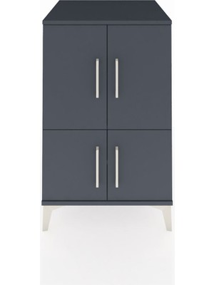 Kronos Komodin 2 Raflı 4 Kapaklı 60X59X96 Antrasit-Antrasit