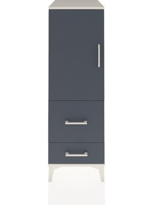 Kronos Dolap Tek Raflı 2 Çekmeceli Tek Kapaklı 44X59X134 Aytaşı-Antrasit
