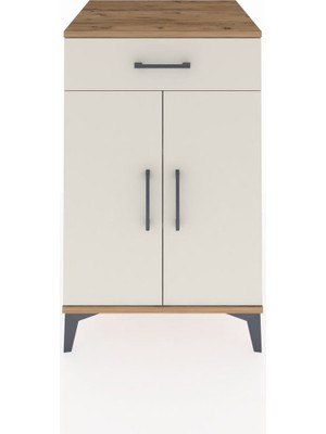 Kronos Komodin 2 Raflı Tek Çekmeceli 2 Kapaklı 60X59X96 Çam-Aytaşı