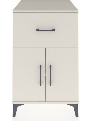 Kronos Komodin Tek Raflı Tek Çekmeceli 2 Kapaklı 60X59X96 Aytaşı-Aytaşı