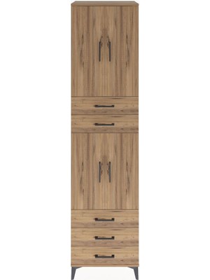 Hyperion Dolap 4 Raflı 5 Çekmeceli 4 Kapaklı 60X44X243 Çam-Çam