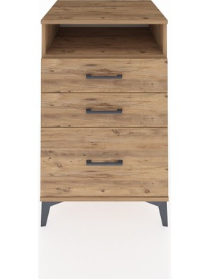 Kronos Komodin Tek Raflı 3 Çekmeceli 60X59X96 Çam-Çam