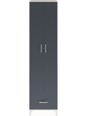 Hyperion Dolap 6 Raflı Tek Çekmeceli 2 Kapaklı 60X44X243 Aytaşı-Antrasit