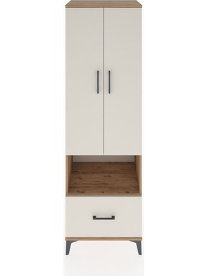 Hyperion Dolap 5 Raflı Tek Çekmeceli 2 Kapaklı 60X44X195 Çam-Aytaşı