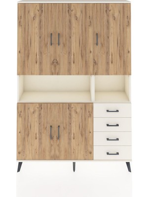Arges Dolap 7 Raflı 4 Çekmeceli 5 Kapaklı 132X30X195 Aytaşı-Çam/aytaşı