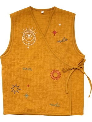 Nakışlı Kruvaze Yelek Yetişkin - Hardal