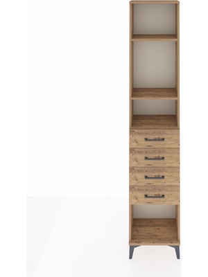 Arges Dolap 3 Raflı 4 Çekmeceli 44X30X221 Çam-Çam