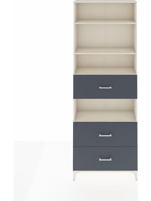 Arges Dolap 4 Raflı 3 Çekmeceli 88X30X243 Aytaşı-Antrasit