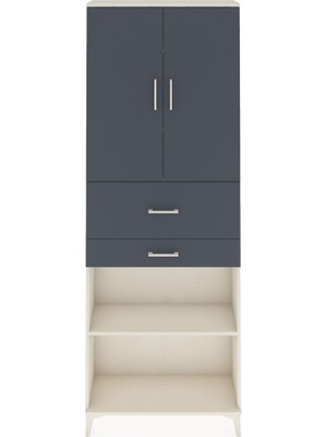 Arges Dolap 4 Raflı 2 Çekmeceli 2 Kapaklı 88X30X243 Aytaşı-Antrasit