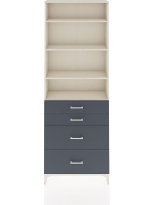 Arges Dolap 4 Raflı 4 Çekmeceli 88X30X243 Aytaşı-Antrasit