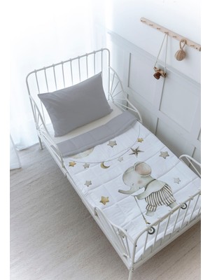 Organik Baskılı Bebek (100X150 Cm) Yorgan Seti  - Iconic Serisi - Filin Düşleri