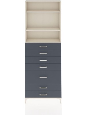 Arges Dolap 3 Raflı 7 Çekmeceli 88X30X243 Aytaşı-Antrasit