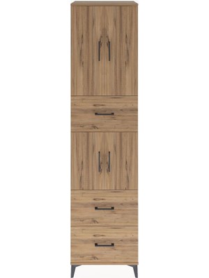 Hyperion Dolap 3 Raflı 3 Çekmeceli 4 Kapaklı 60X44X243 Çam-Çam