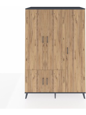 Kronos Dolap 7 Raflı 5 Kapaklı Tek Askılı 132X59X195 Antrasit-Çam/çam