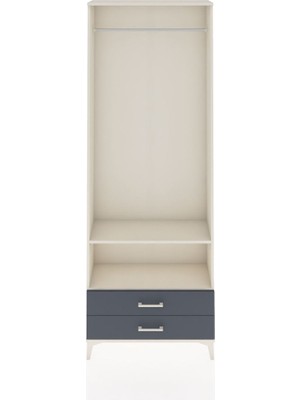 Arges Dolap 2 Raflı 2 Çekmeceli Tek Askılı 88X30X243 Aytaşı-Antrasit