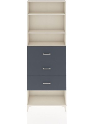 Arges Dolap 3 Raflı 3 Çekmeceli 88X30X243 Aytaşı-Antrasit