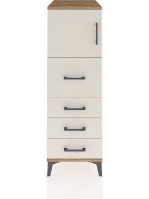Kronos Dolap Tek Raflı 4 Çekmeceli Tek Kapaklı 44X59X134 Çam-Aytaşı