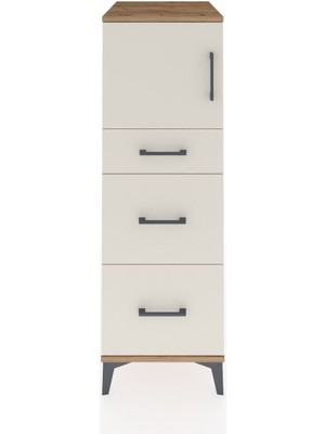 Kronos Dolap Tek Raflı 3 Çekmeceli Tek Kapaklı 44X59X134 Çam-Aytaşı