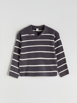 Lc Waikiki Yeni Sezon Bisiklet Yaka Çizgili Erkek Bebek Triko Kazak