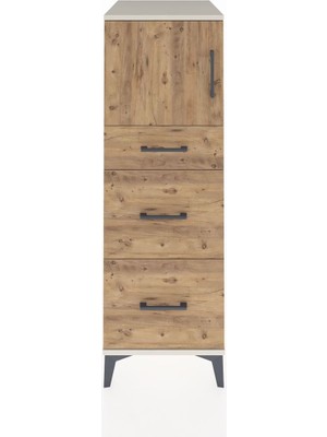 Kronos Dolap Tek Raflı 3 Çekmeceli Tek Kapaklı 44X59X134 Aytaşı-Çam