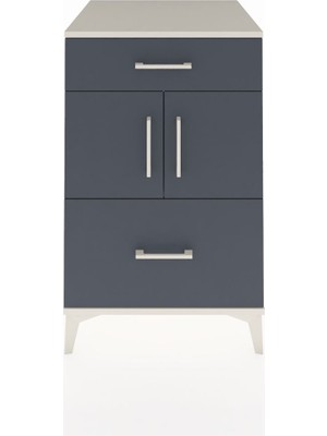 Kronos Komodin Tek Raflı 2 Çekmeceli 2 Kapaklı 60X59X96 Aytaşı-Antrasit