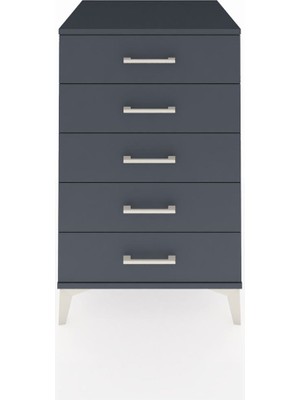 Kronos Komodin 5 Çekmeceli 60X59X96 Antrasit-Antrasit