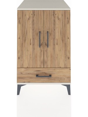 Kronos Komodin 3 Raflı Tek Çekmeceli 2 Kapaklı 60X59X96 Aytaşı-Çam