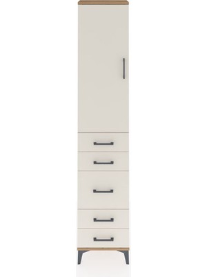 Arges Dolap 3 Raflı 5 Çekmeceli Tek Kapaklı 44X30X221 Çam-Aytaşı
