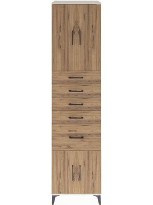 Hyperion Dolap 2 Raflı 5 Çekmeceli 4 Kapaklı 60X44X243 Aytaşı-Çam